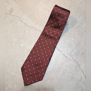 Ermenegildo Zegna Red Geometric Men's Tie